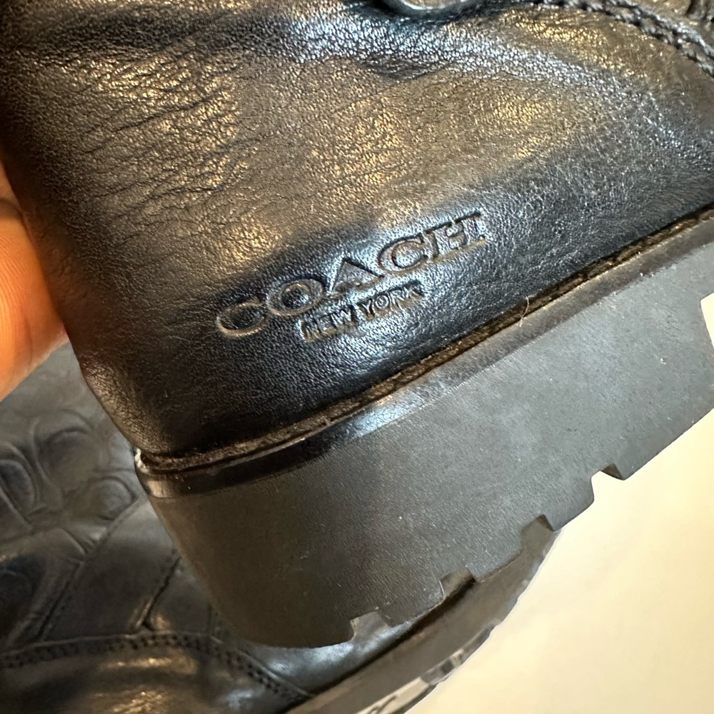 Coach Women's Virginia Logo Embossed Leather Moto Boots - Picture 7 of 8